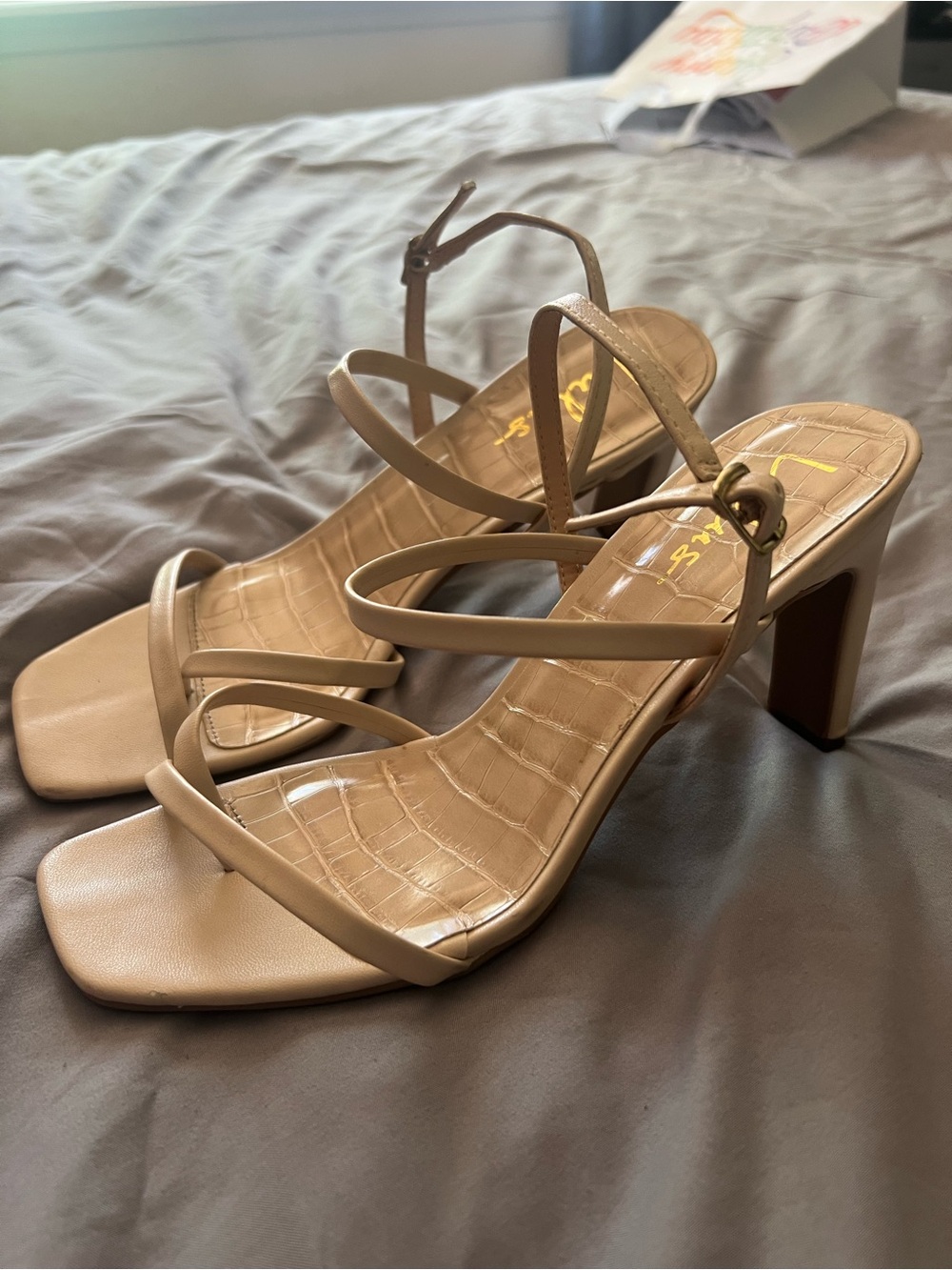 Lulu's Nude Strappy Block Heel Sandals